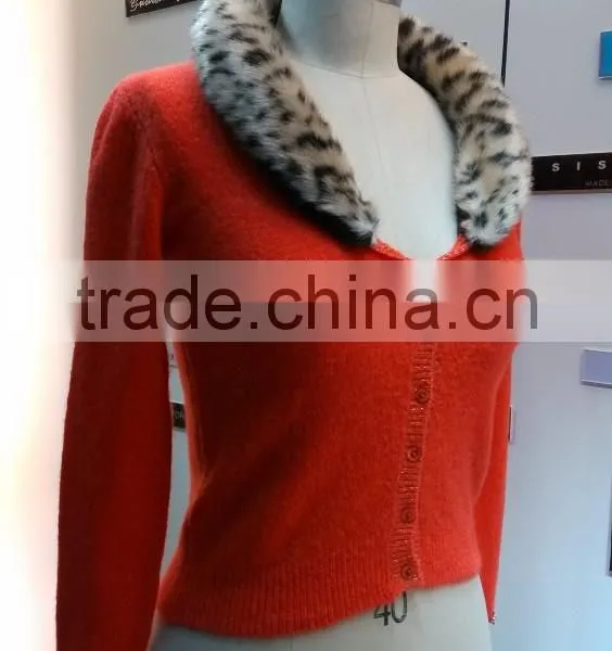 2014 Ladies Knitted Sweater,cardigan With Mohair photo-4
