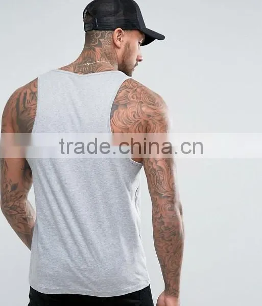 Cheapest New Design Custom Manufacture Grey Color Gym Wear Comfortable 100% Cotton Fashion Running Men's Tank Tops photo-2