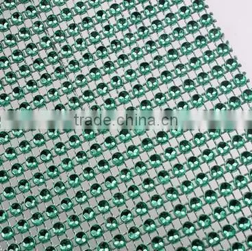 Wholesale Hotfix Plastic Rhinestone Crystal Ribbon Trimming Lake Green Mesh For Dress photo-3