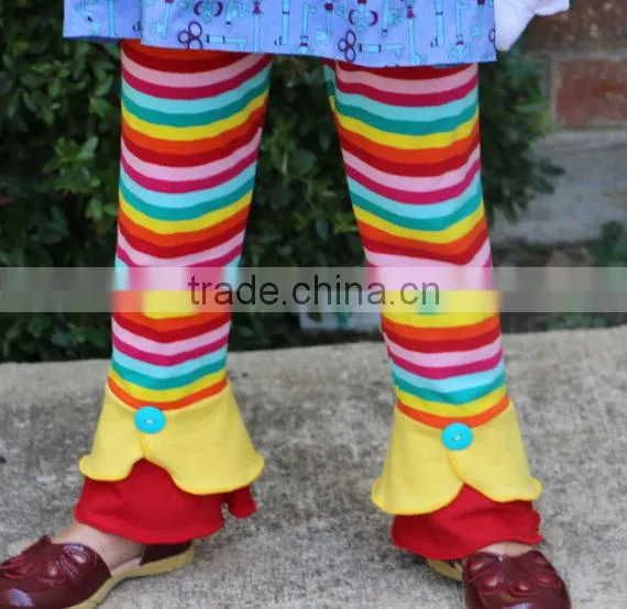 Ruffle Baby Girls Cotton Stripe Pants Kids Leggings Plain Ruffle Pants photo-3