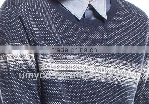 2014 Hot Sale Jacquard Ribbed Wool Blended Men's Pullover Sweater photo-4
