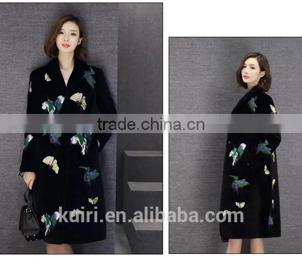 2016 Wool Fur Coat Medium-long Women's Slim Sheep Shearing Overcoat Fur Sheep Skin Coat photo-3