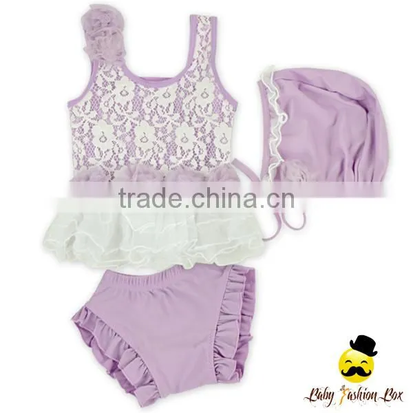 YZA-005 Yiwu Yihong Fashion Sleeveless Sewn Flowers Lace Ruffle Short Smocking Pant Baby Hat Keep Sunshine Newborn Cute Swimwear photo-6