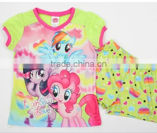Summer 2pcs Kids Yellow Green Color Pajamas,sleepwear photo-2