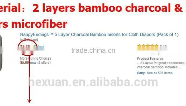 2017 4 Layers or 5 Layers Reusable Bamboo Charcoal Diaper Insert photo-6