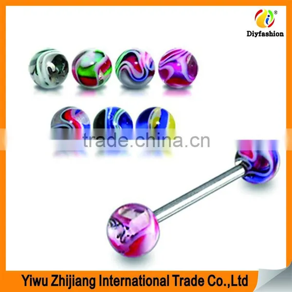 Hot Print Uv Acrylic Barbell Tongue Ring Piercing Body Jewelry Manufacturer photo-3