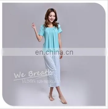 Apparel& Fashion Underwear& Nightwear Sleepwear& Pajamas Summer Bamboo Fiber Pajama Capri Set Women photo-2