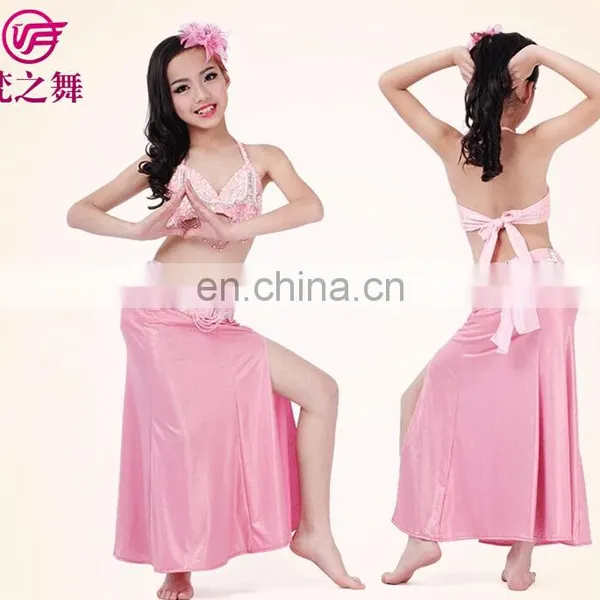 ET-124 Newest Product Ice Silk Sexy Beaded 3pcs/2pcs Children Belly Dance Clothes Wear Set photo-5