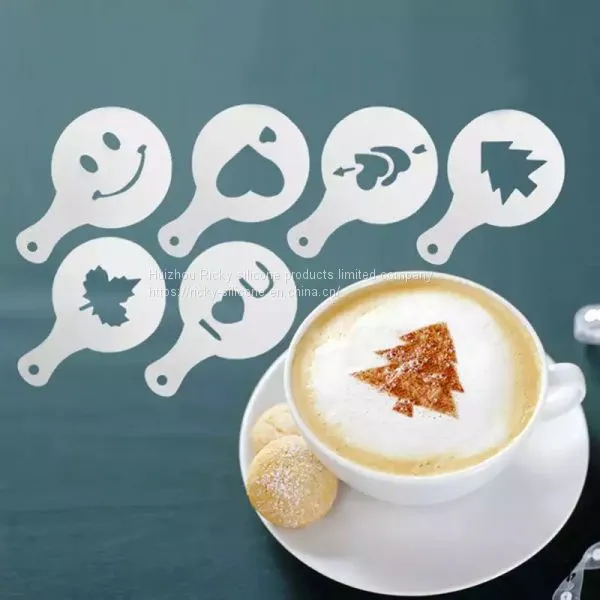 8/12/16Pcs/Set Printing Flower Mold Coffee Drawing Model Creative Cappuccino Foam Spray Kitchen Accessories Plastic Cooking Tool photo-4