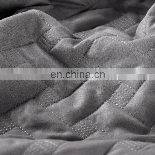 Wholesale Summer King Size Grey 100% Polyester Fabric Comforter Quilt Set For Bed photo-5