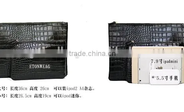 Fashion Embossed Crocodile Leather Men Clutch Bag With Wristlet photo-3