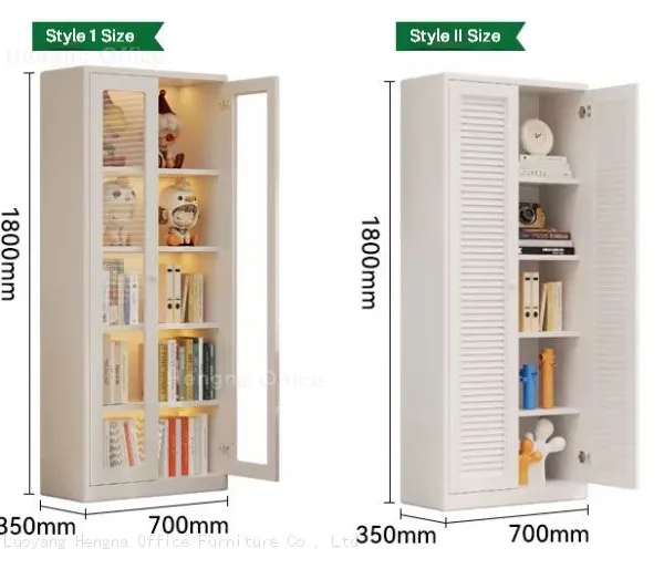Arched Glass Door Steel Bookcase — Vintage Gold Handle Display Cabinet With Magnetic Quiet Close photo-5