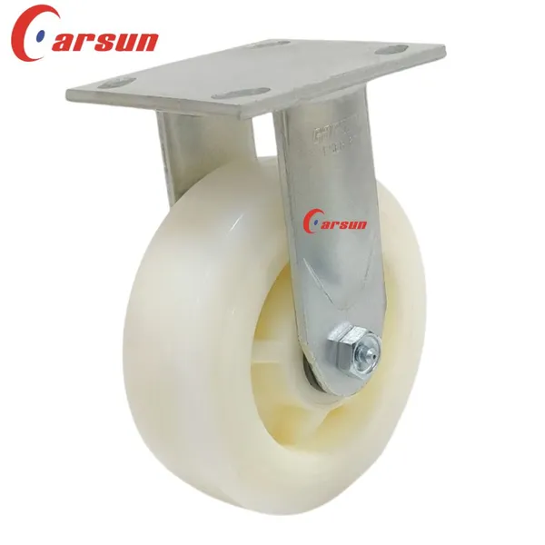 Carsun Heavy Duty Industrial Caster Wheels 6-Inch White Nylon Wheels Fixed Casters
