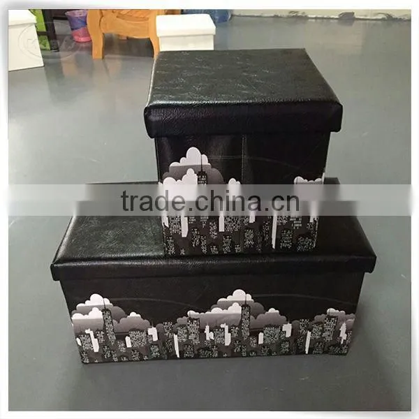Square pu Leather Foldable Foldable Ottoman Storage Stools
