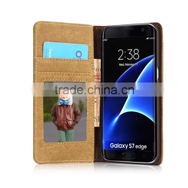 Caseme High Quality Jean Cloth Flip Case for S7 Edge Wallet Waterproof Holder Case With Inner Card Slot for S7 Edge photo-6