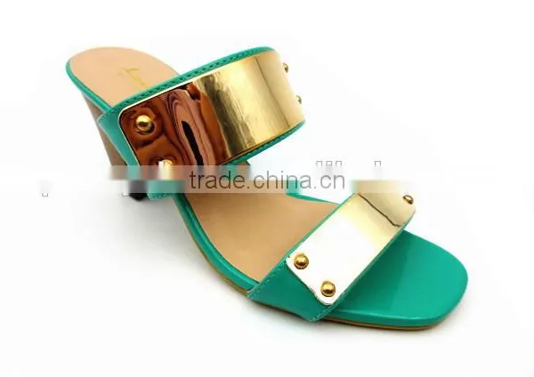 New Fashion Hot Sell Green With Gold Office Slipper photo-2