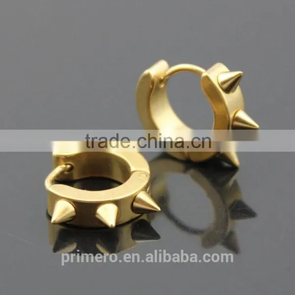 Retro Gothic Men's Rock Punk Spike Rivet Earring Stainless Steel Ear Studs Hoop photo-2
