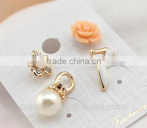 New Sexy Flowers Heels Shoe Asymmetric Earrings Women 18K Gold Plated photo-2