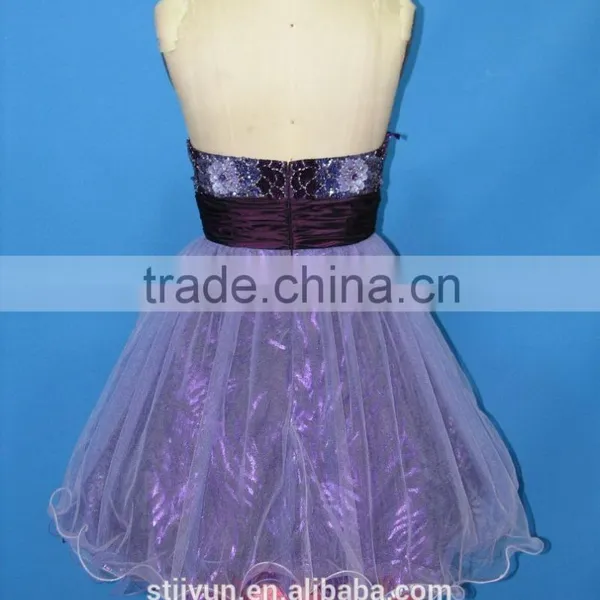 China Homecoming Dresses Purple Short Puffy Evening Dress Wholesale photo-3