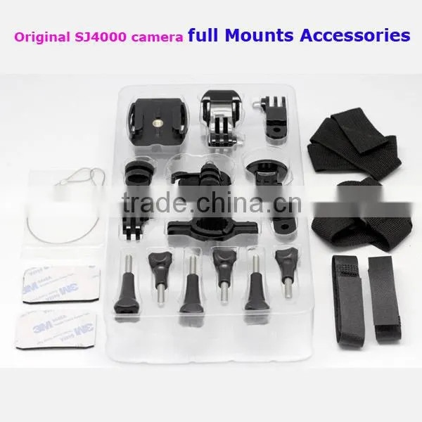 2014 Most Popular SJ4000 Sport Camera Full Set Mounts Accessory Bicycle Scooter Helmet Mount Holder Sports DV Fitting for SJ4000
