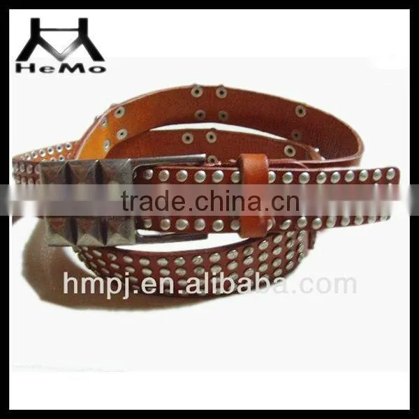 new style 2015 mens genuine leather belt with rivet for fashion selling