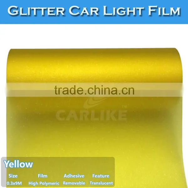 CARLIKE 0.3*10m Size Glitter Yellow Auto Headlight Vinyl Film photo-2