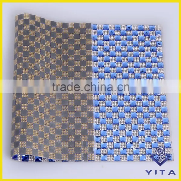 New Fashion Blue Hot Fix 8*8 Glass Crystal Rhinestone Sheet for Bags photo-3