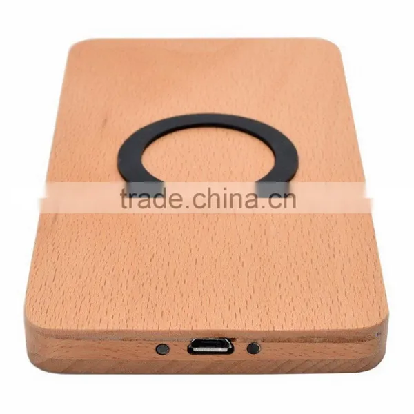 Natural Real Wood Bamboo Qi Wireless Charger Pad Charging Mat for Smart Phone
