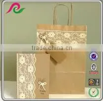 Recyclable Handmade Custom Made Kraft Paper Lace Wedding Gift Bags photo-3
