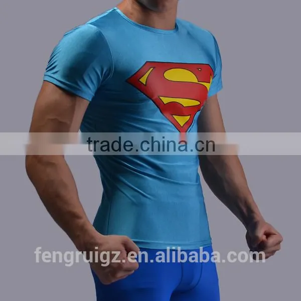 2016 Hot Sale Fitness Clothing,superman t Shirt High Quality Running Shirt China Wholesale Guangzhou photo-4