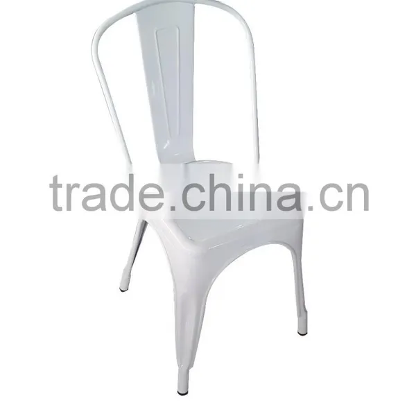 Industrial Metal Side Chair Gloss Finish Dinning Colorful Stackable Chair photo-2