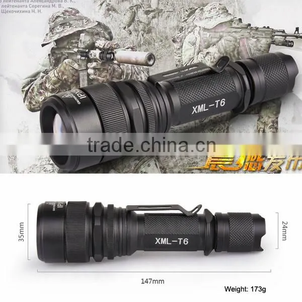 S16 IPX5 Waterproof 18650 Rechargeable 400lumens T6 LED High Power Police Security Led Flashlight photo-3