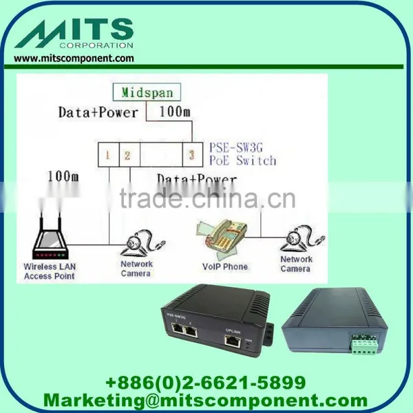 MITS Gigabit 3 Port POE Switch, PoE Extender, IEEE802.3 - for Wireless Lan AP, Network Camera, & VOIP Phone photo-2
