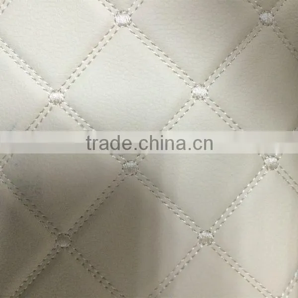 Semi PU Upholstery Leather Supplier Surface With Embroider Design and Metallic Color photo-6