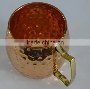 Mule Copper Barrel Mug 16 Oz. - Pure Hammered Solid Copper Barrel Mug, Handmade With Solid Brass Handle. NO Inner Lining and Tar photo-3