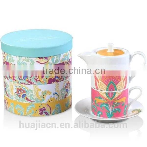 HJCF501-303 Customized White Porcelain Tea Cups and Tea Pots