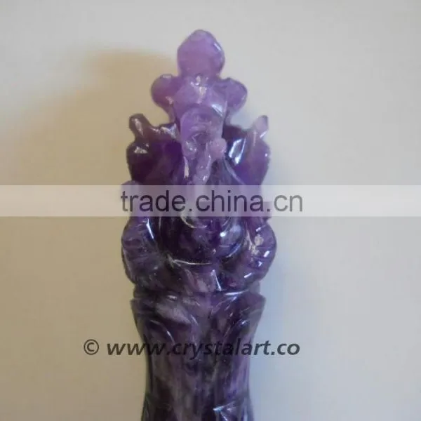 AMETHYST AGATE CARVING GANESHA HEALING STICK photo-6