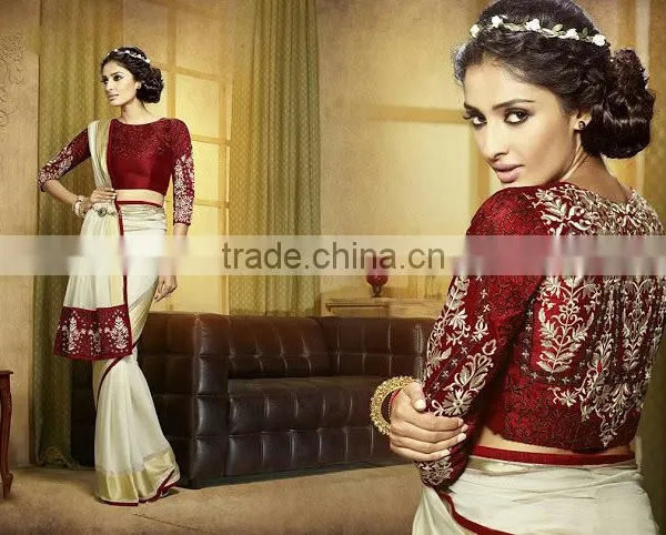Viscose Red Resham Work Lehenga Saree photo-2