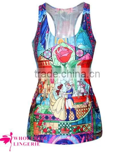2015 Women's Flying Balloon House Printed Summer Custom Print Tank Top photo-6