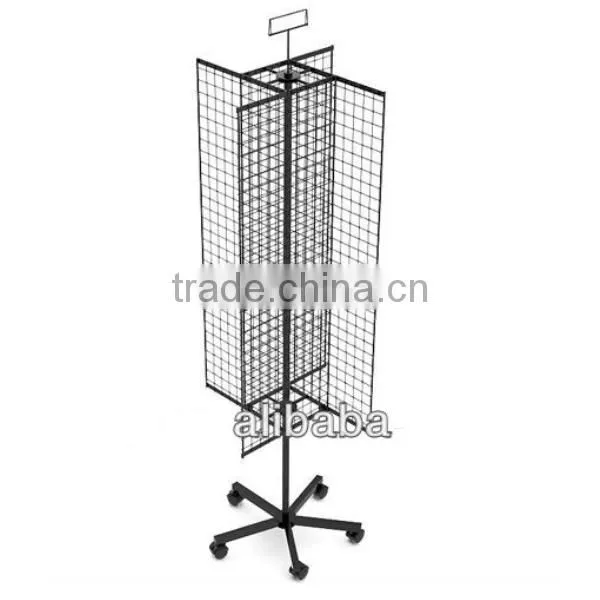 4 Sided Spinning Metal Grid Mesh Display Rack With Sign Holder photo-3