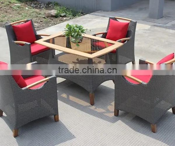 Современный наружныйrattan обеденный набор из плетеной виноградной лозы photo-2