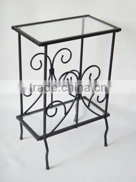 Decorative Living Room Scrolled Metal and Coffee Glass Table photo-2