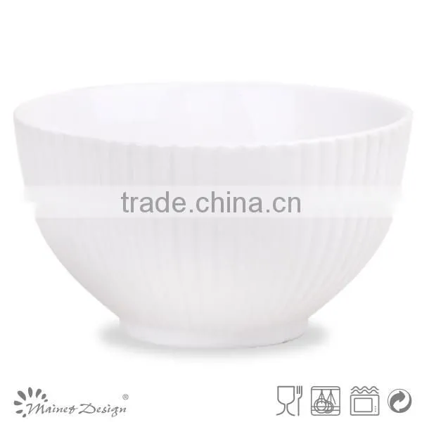 Delicate White Color Emboss Ceramic Dinner Set With Vertical Stripe Decoration photo-4