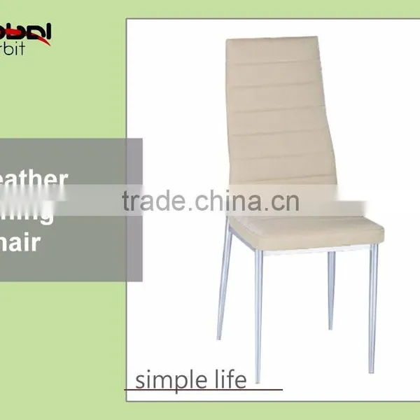 Upholstered Metal Leg Black Dining Room Furniture Dining Stool Leather Chair photo-2
