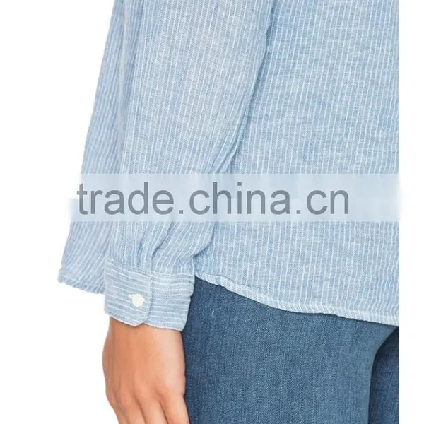 2016 Latest Girls Linen Shirt Fashion Design OEM Service photo-4