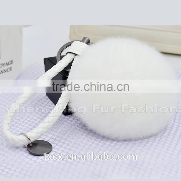 CX-R-24 Keychain Genuine Rex Rabbit Fur Mobile Phone Charm photo-2