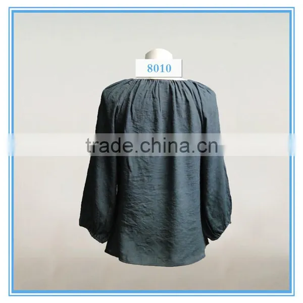 New Style Vintage Ethnic Embroidery Blouse Tie Neck Wholesale Clothing photo-2