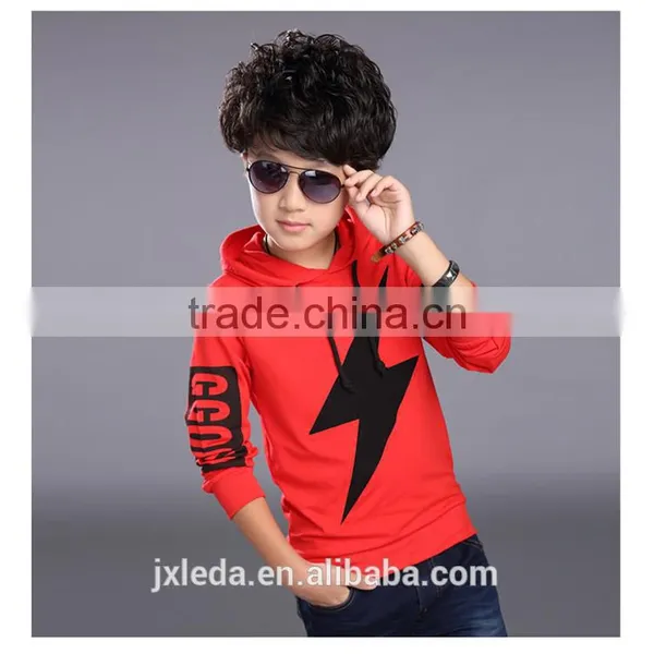 Boys New Spring Hooded Lightning Printing Long Sleeve Fleece Children Sports Coat photo-2