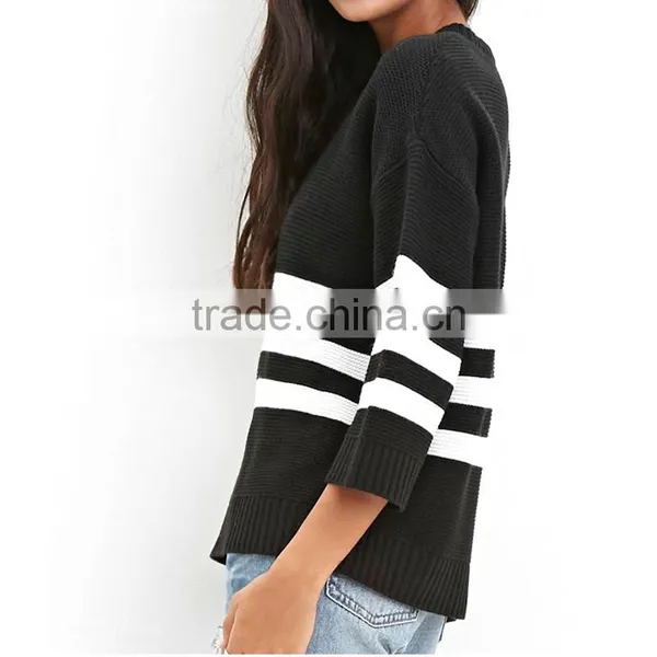 Double Stripe Special Design Knit Sweaters for Women photo-2