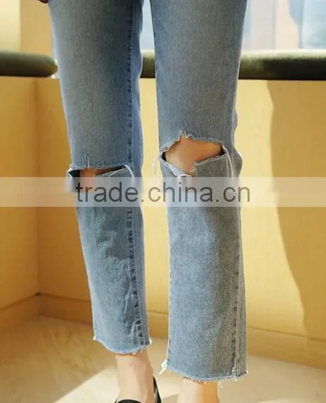 4783 Runwaylover Hot Sale Ladies Ripped Jeans photo-3